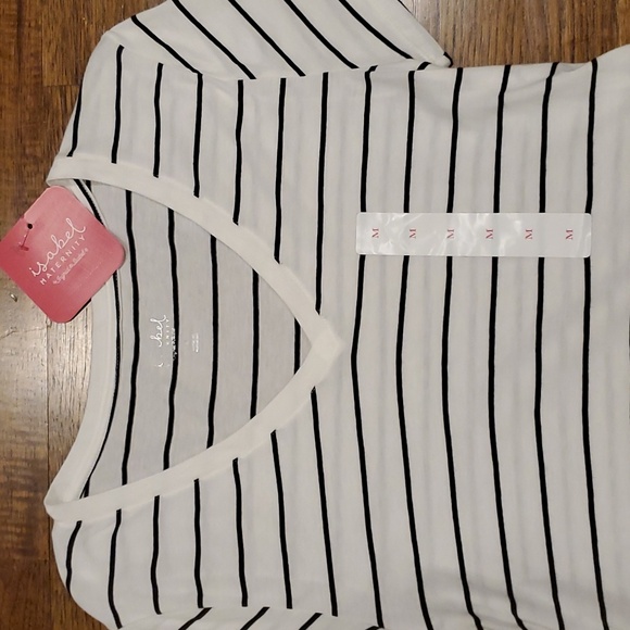 Womens Isabel Maternity white & black stripe shirt size M - Picture 2 of 5